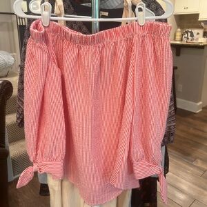 Moa Moa Red and White Striped Top